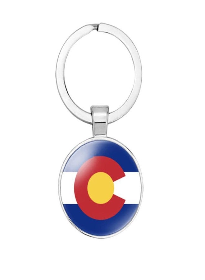 vmcoatdu Colorado Key Chain Keyring Gift Men Women Keychain Stainless Steel and Inlaid Glass Materials - Image 1
